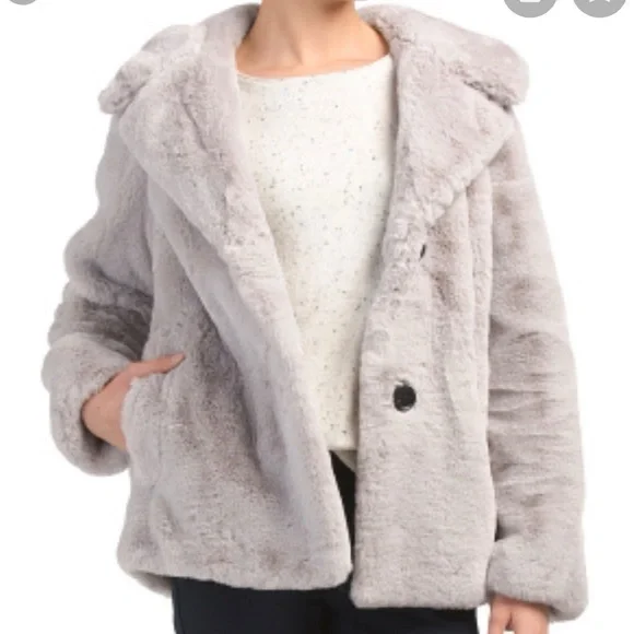 BCBGMAXAZRIA faux fur hooded coat - Picture 1 of 7